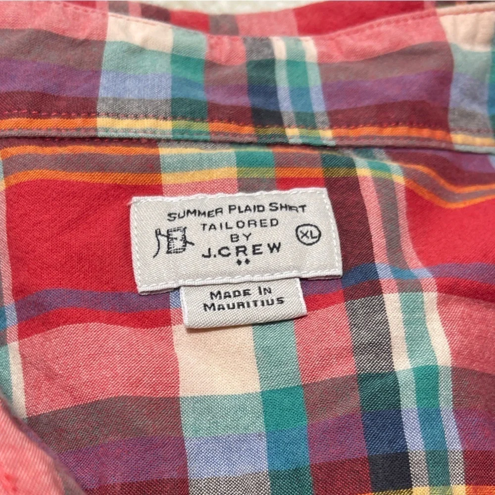 J. Crew Red and Green Plaid Casual Shirt